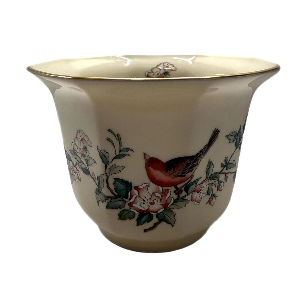Vintage Lenox Serenade Porcelain Bird 6” Cachepot / Planter